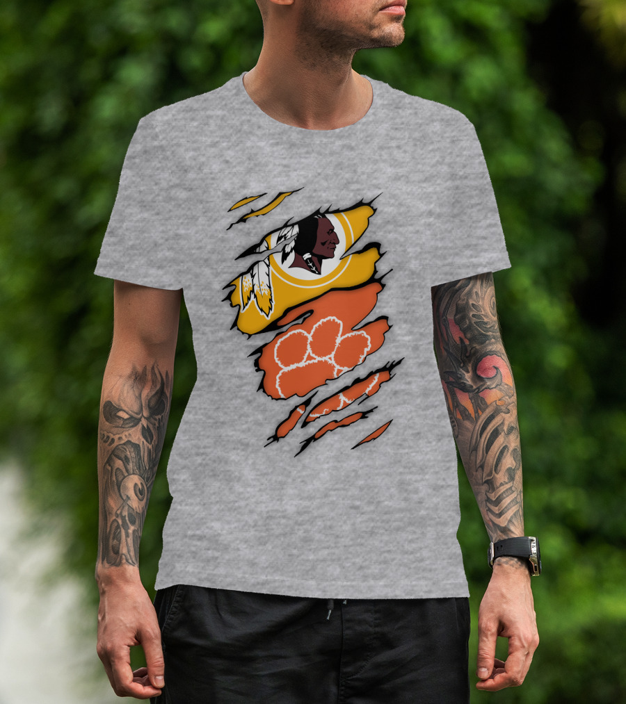 Washington Redskins Clemson Tigers Torn Claw Marks T-Shirt