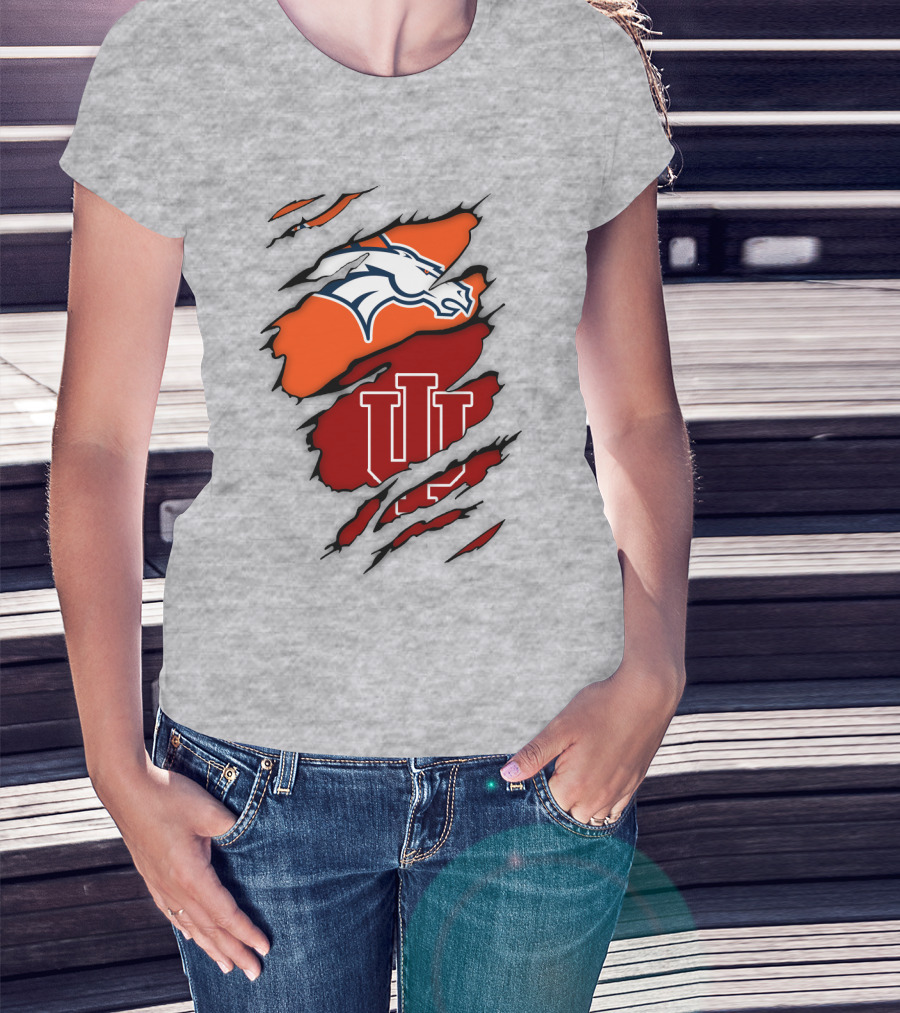 Denver Broncos Indiana Hoosiers Fan Crossover T-Shirt