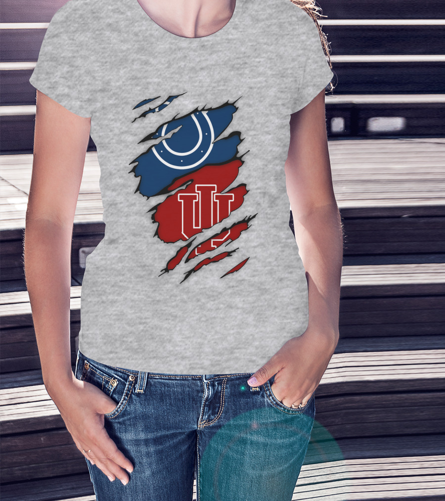 Indiana Indianapolis Colts Iu Hoosiers Logo Fusion T-Shirt