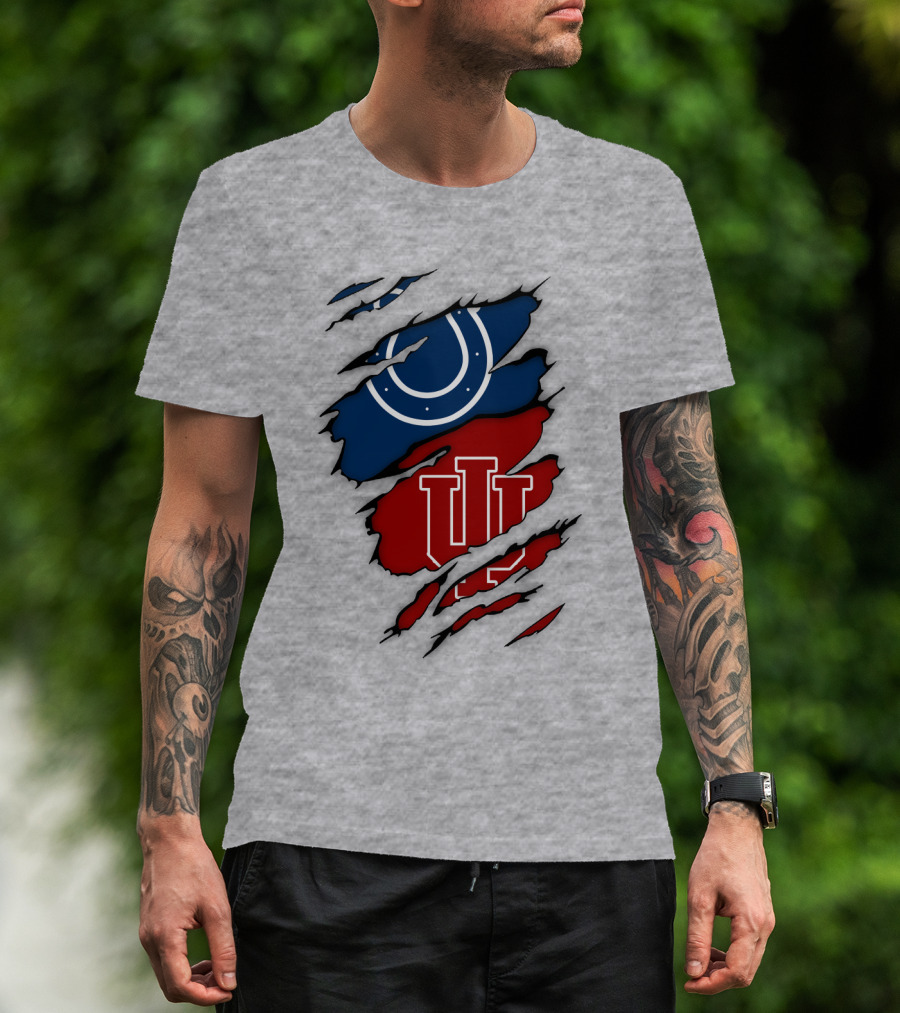 Indiana Indianapolis Colts Iu Hoosiers Logo Fusion T-Shirt