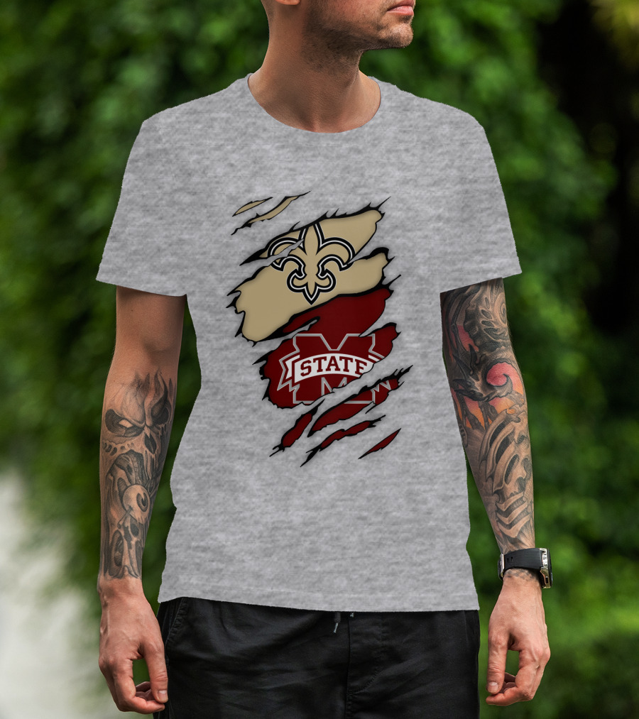 New Orleans Saints Mississippi State Torn T-Shirt