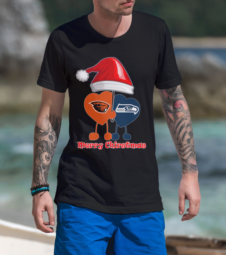 Merry Christmas Seattle Seahawks Oregon State T-Shirt