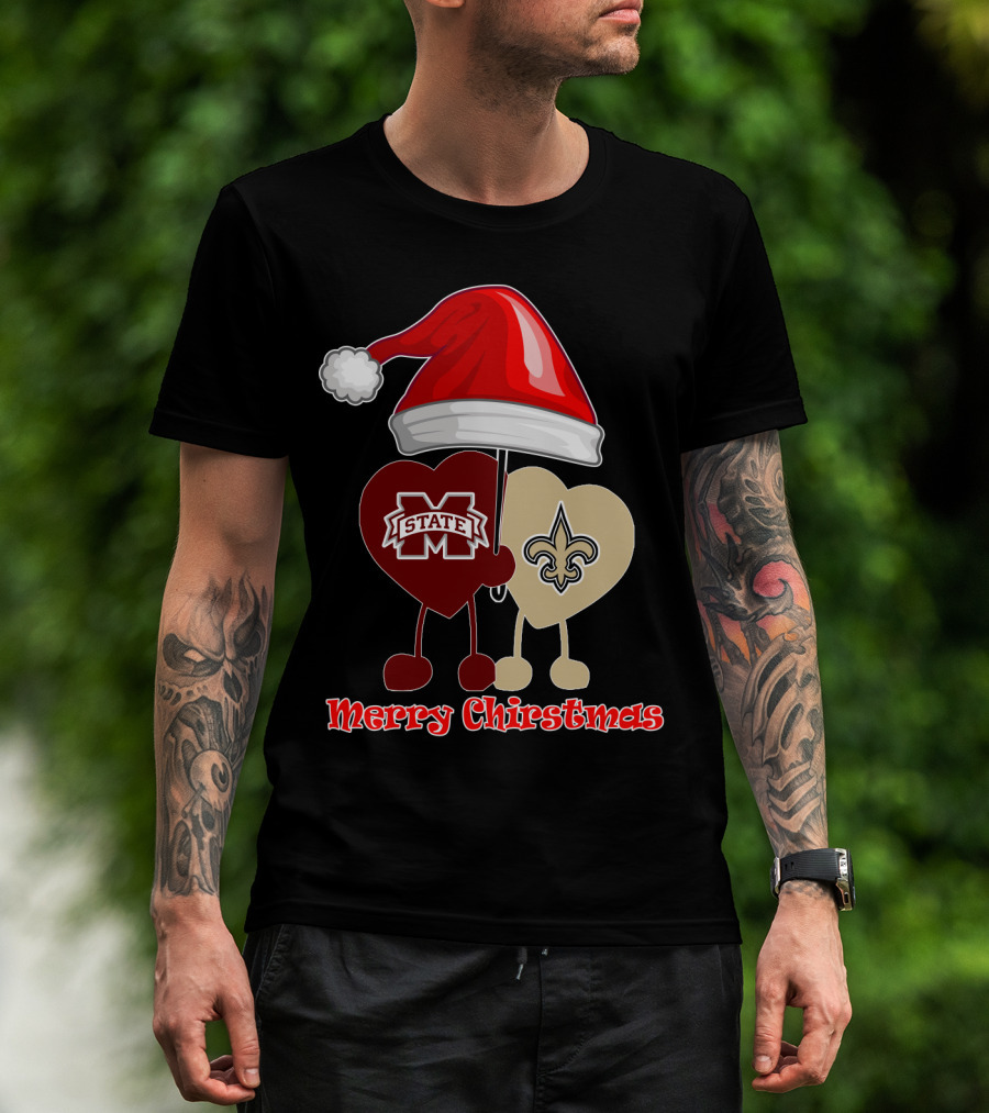 Merry Christmas New Orleans Saints Ms State T-Shirt
