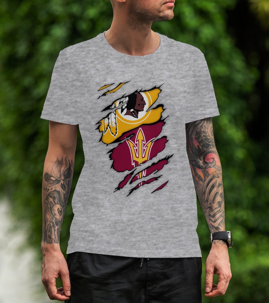 Washington Redskins Arizona State Sun Devils Logo Mashup T-Shirt