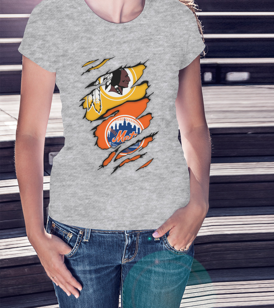 Washington Redskins New York Mets Broken Wall T-Shirt