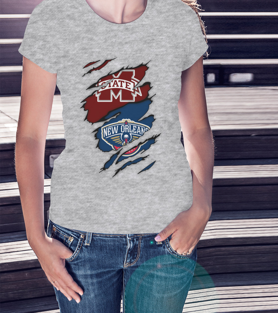 New Orleans Pelicans MS State Logo Crossover T-Shirt