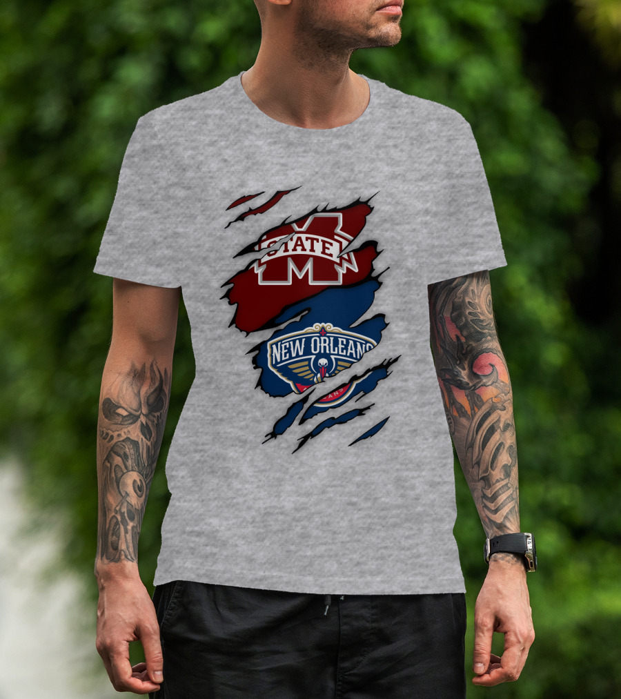 New Orleans Pelicans MS State Logo Crossover T-Shirt