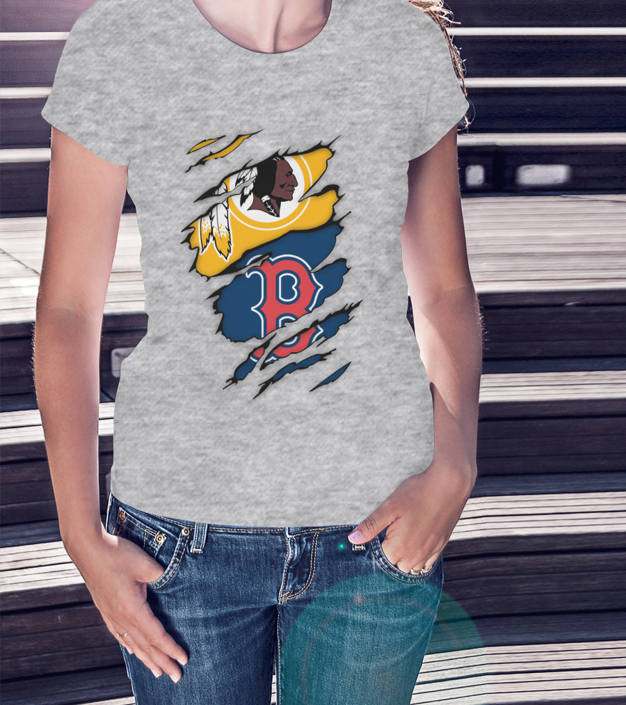 Boston Red Sox Washington Redskins Logos Collage T-Shirt