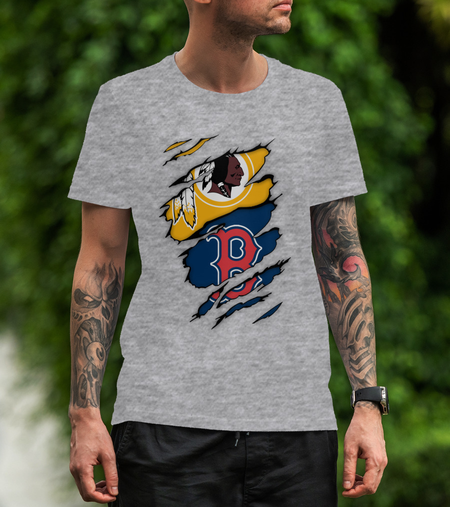 Boston Red Sox Washington Redskins Logos Collage T-Shirt