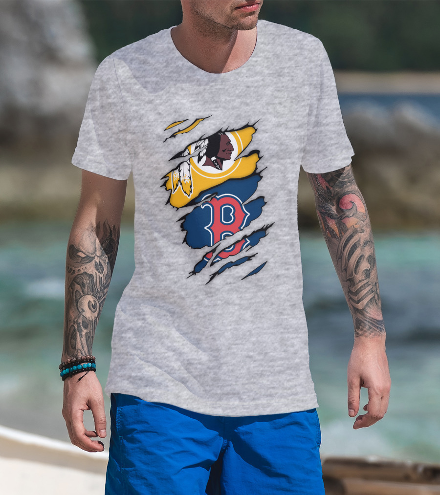 Boston Red Sox Washington Redskins Logos Collage T-Shirt