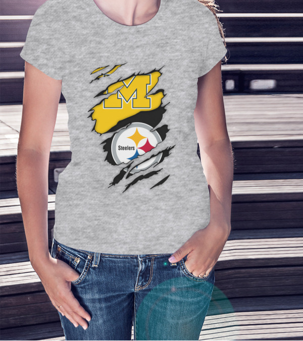 Pittsburgh Steelers Michigan Wolverines Collaboration T-Shirt