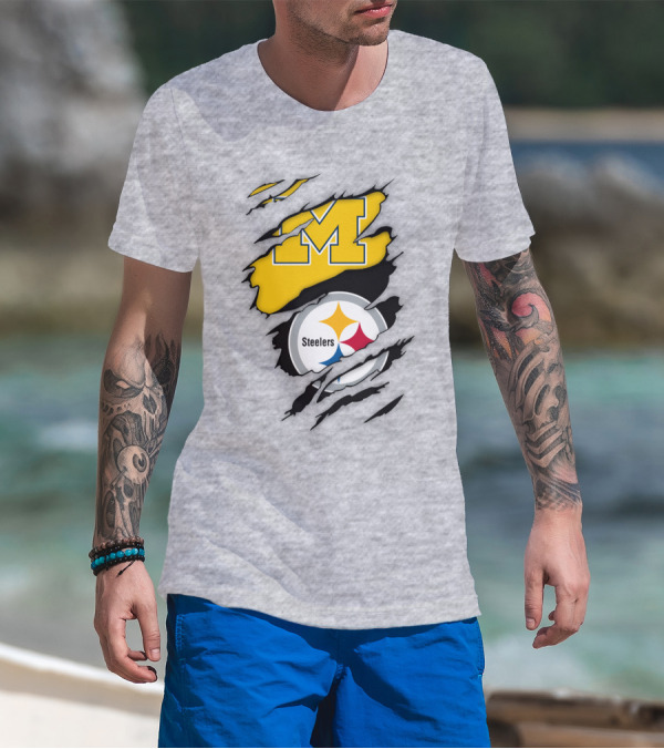 Pittsburgh Steelers Michigan Wolverines Collaboration T-Shirt