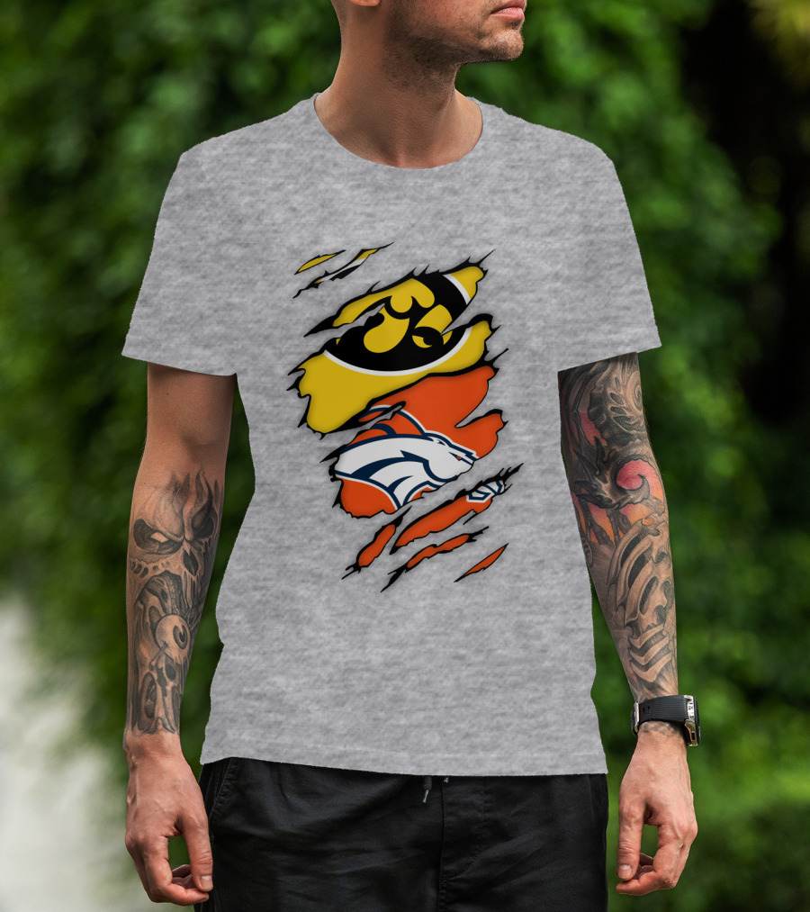 Iowa Hawkeyes Denver Broncos Fan Crossover T-Shirt
