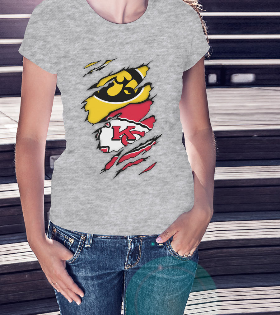 Iowa Hawkeyes Kansas City Chiefs Torn Claw Marks T-Shirt