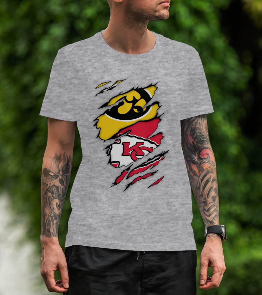 Iowa Hawkeyes Kansas City Chiefs Torn Claw Marks T-Shirt