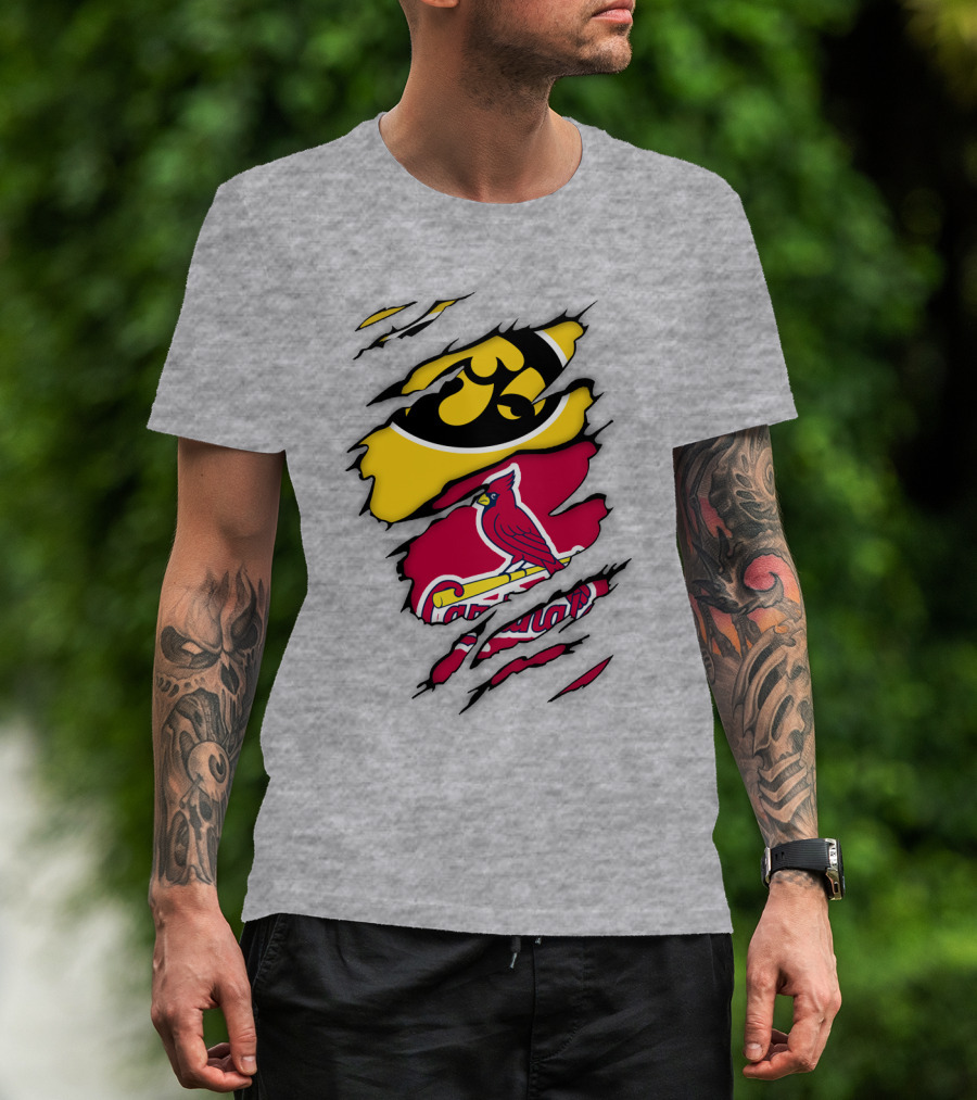 St Louis Cardinals Iowa Hawkeyes Ripped T-Shirt