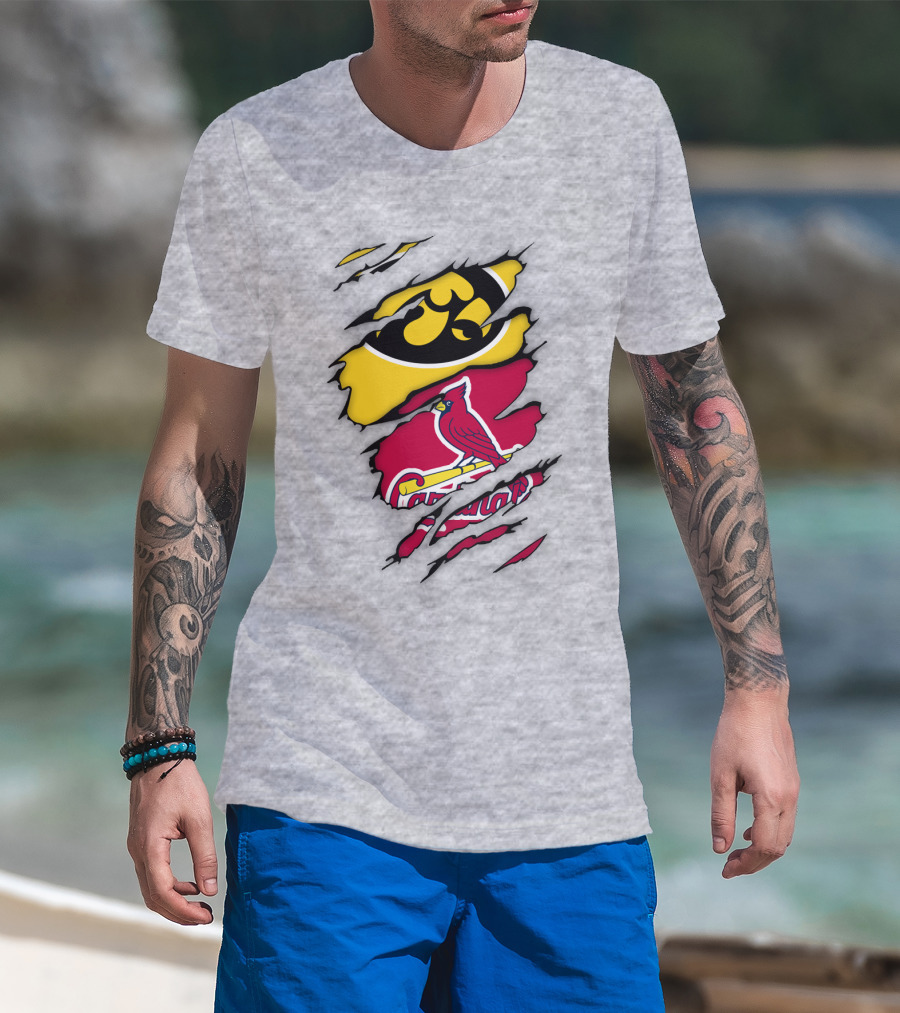 St Louis Cardinals Iowa Hawkeyes Ripped T-Shirt