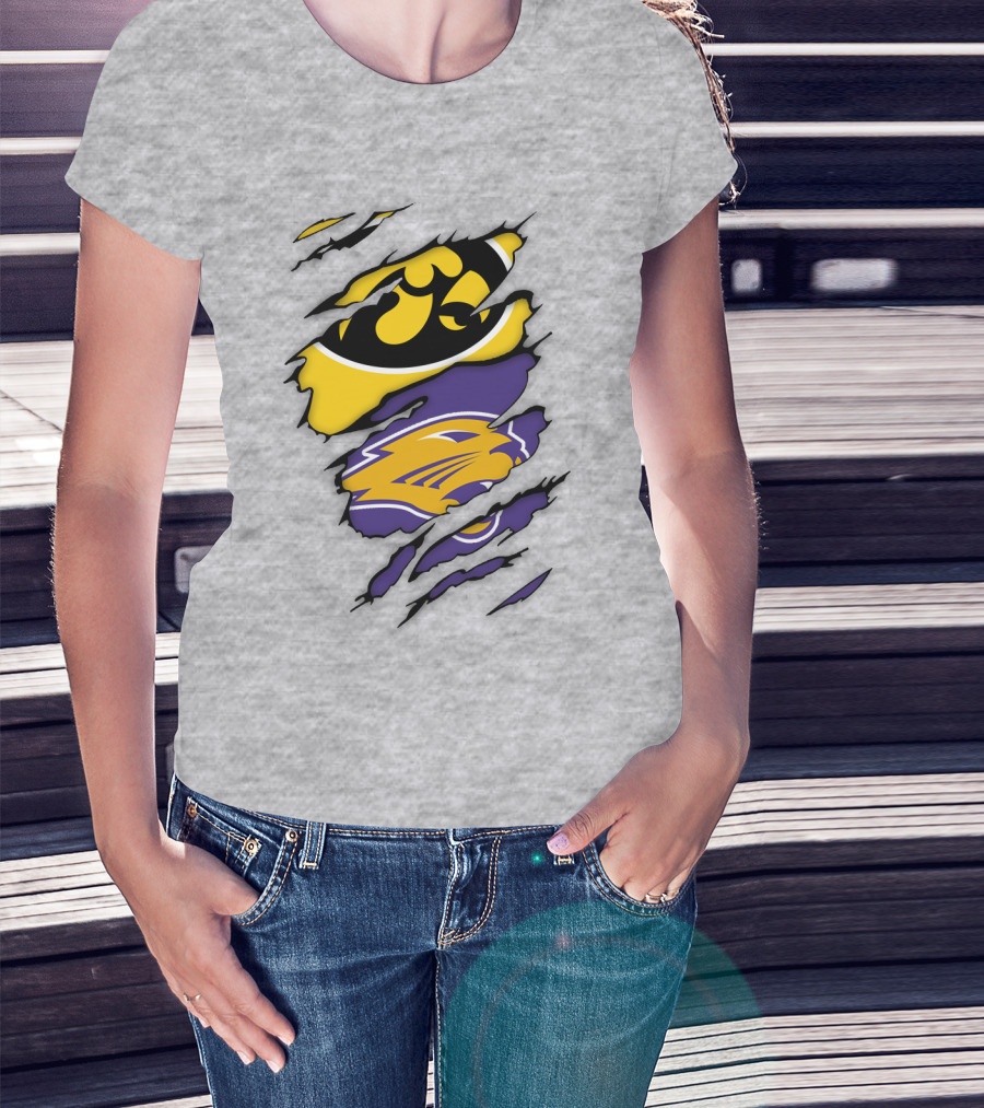 Northern Iowa Panthers Iowa Hawkeyes Dual Logo Fusion T-Shirt
