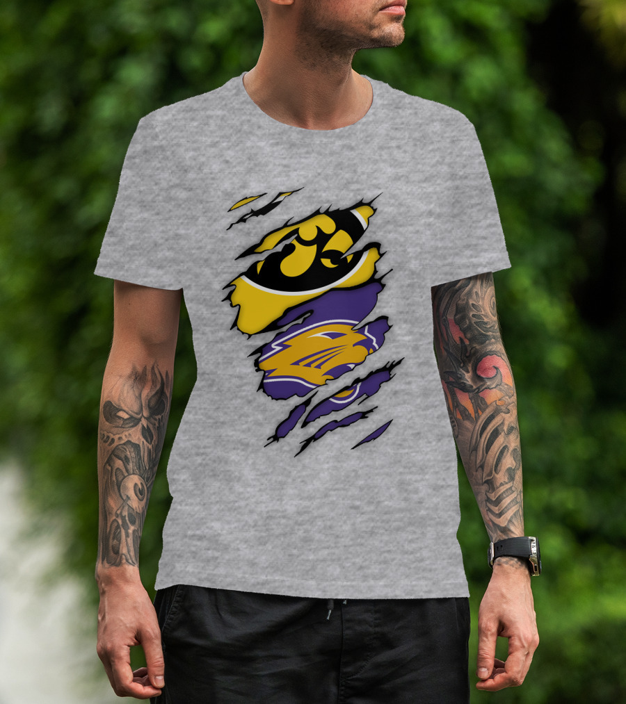 Northern Iowa Panthers Iowa Hawkeyes Dual Logo Fusion T-Shirt