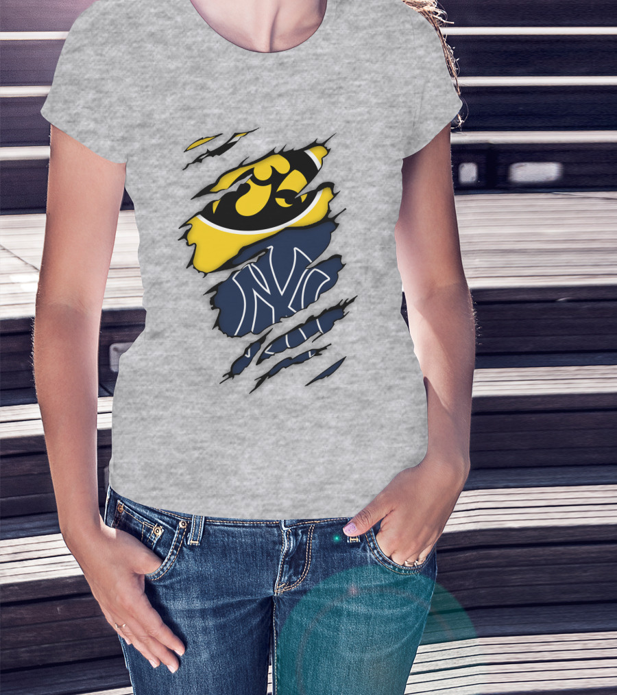 New York Yankees Iowa Hawkeyes Claw Marks T-Shirt