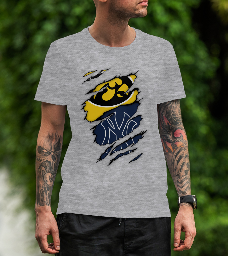 New York Yankees Iowa Hawkeyes Claw Marks T-Shirt