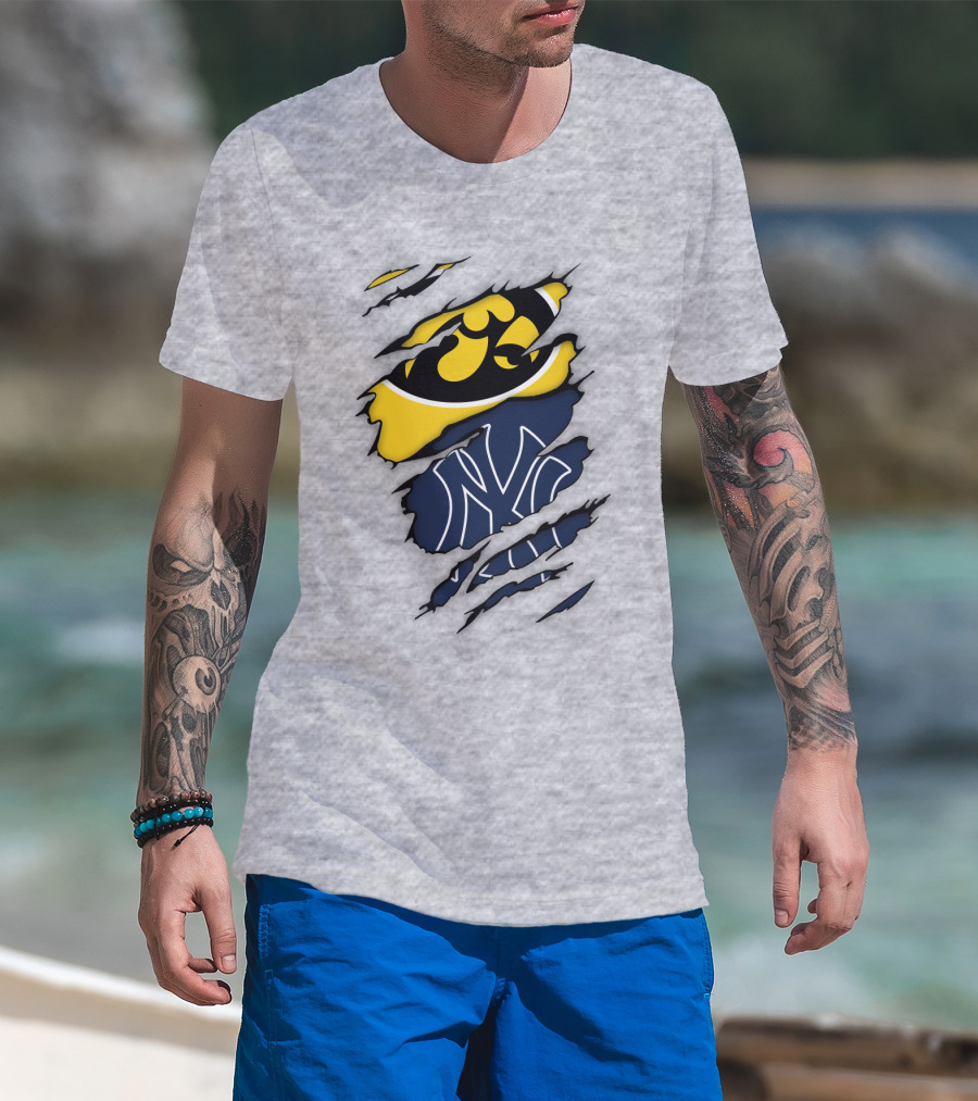 New York Yankees Iowa Hawkeyes Claw Marks T-Shirt