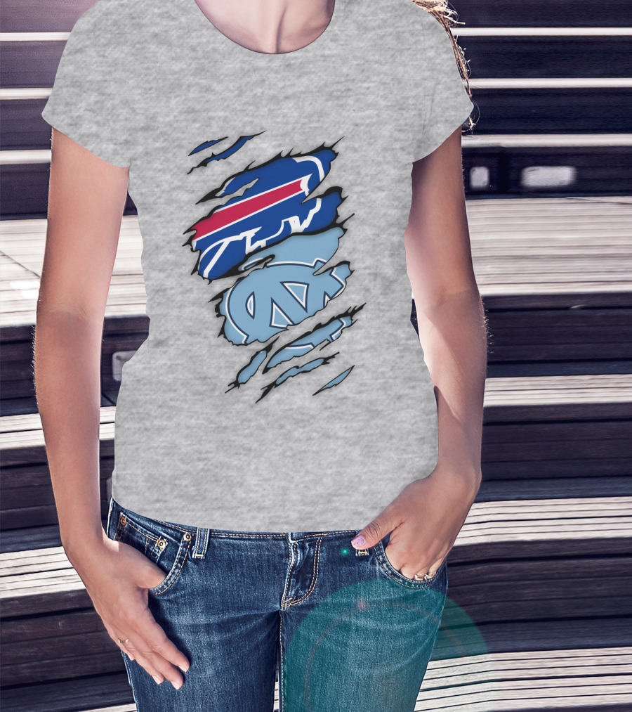 Buffalo Bills North Carolina Tar Heels Logo Claw Marks T-Shirt
