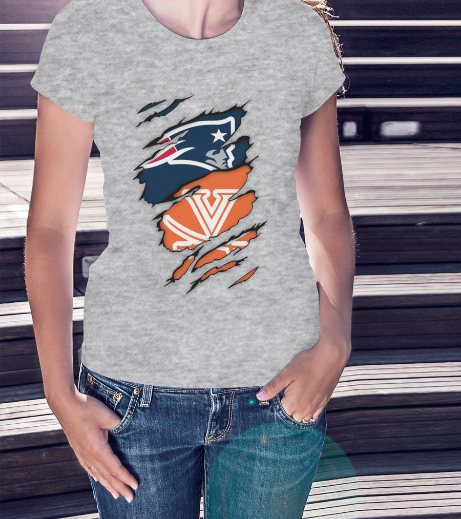 New England Patriots Virginia Cavaliers Dual Logo Fan T-Shirt