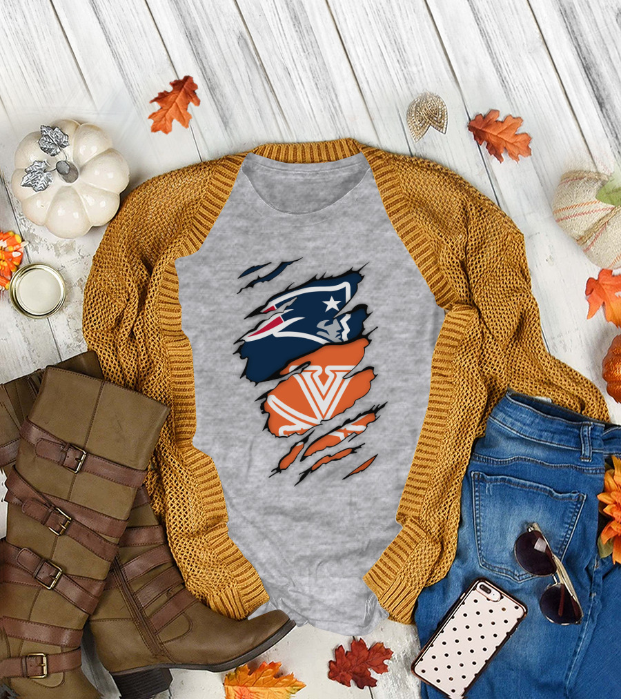 New England Patriots Virginia Cavaliers Dual Logo Fan T-Shirt