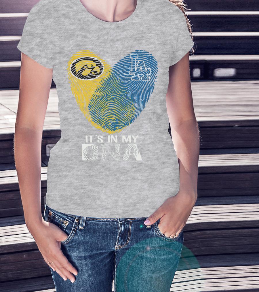It's In My DNA Los Angeles Dodgers Iowa Hawkeye Fingerprint T-Shirt