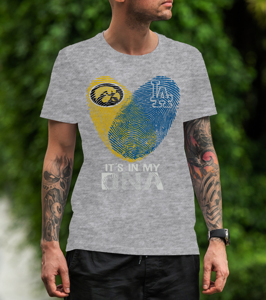 It's In My DNA Los Angeles Dodgers Iowa Hawkeye Fingerprint T-Shirt