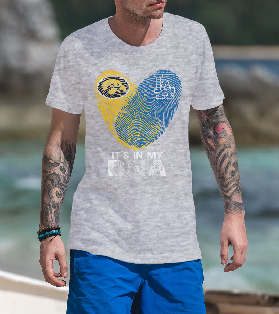 It's In My DNA Los Angeles Dodgers Iowa Hawkeye Fingerprint T-Shirt
