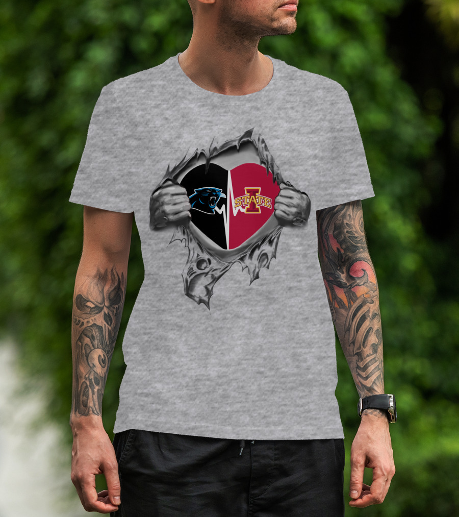 Iowa State Cyclones Carolina Panthers Heart T-Shirt