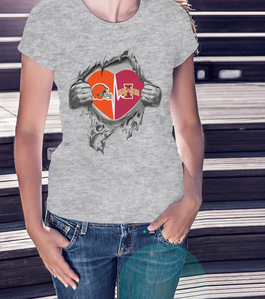 Iowa State Cyclones Cleveland Browns Heart T-Shirt