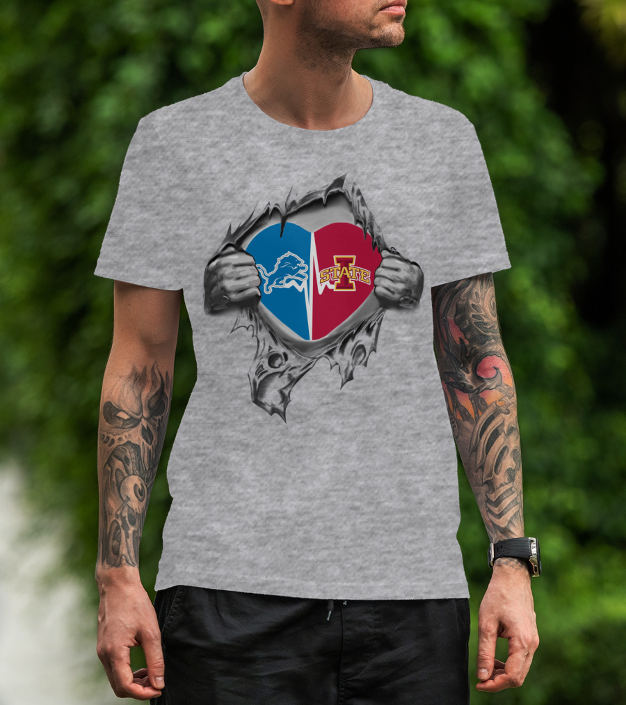 Detroit Lions Iowa State Heart Logo Integration T-Shirt