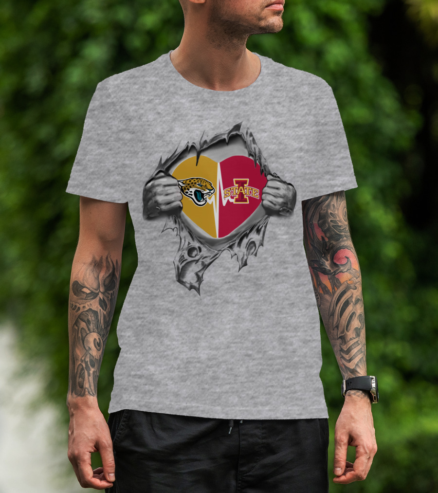 Iowa State Cyclones Jacksonville Jaguars Heart T-Shirt