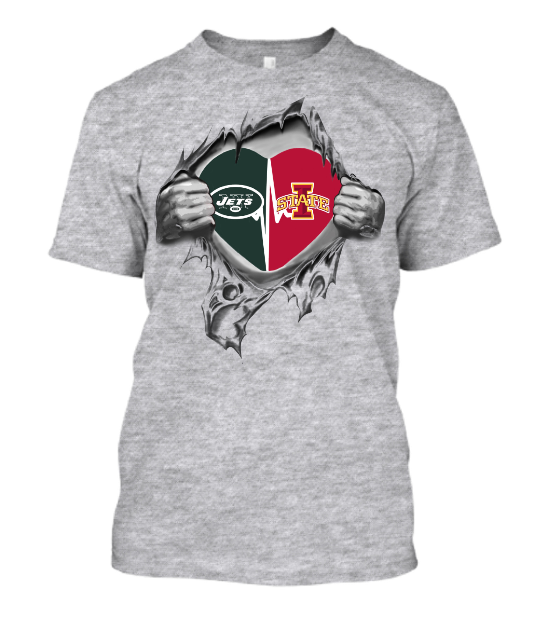 Iowa State Cyclones New York Jets Heart Torn T-Shirt