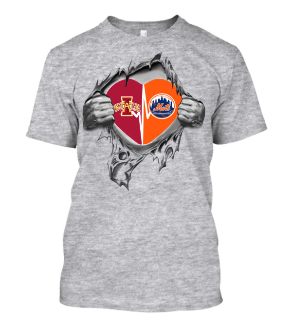 Iowa State Cyclones Heart New York Mets Collaboration Duo T-Shirt
