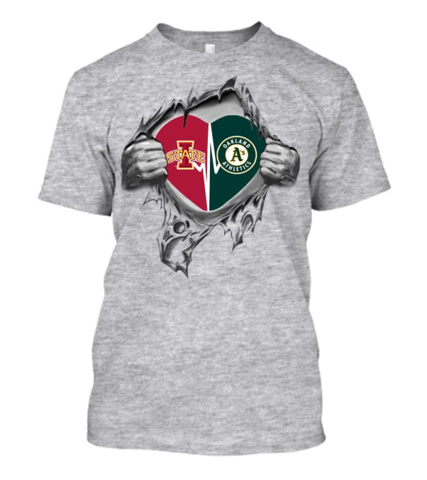 Iowa State Cyclones Oakland Athletics Heart T-Shirt