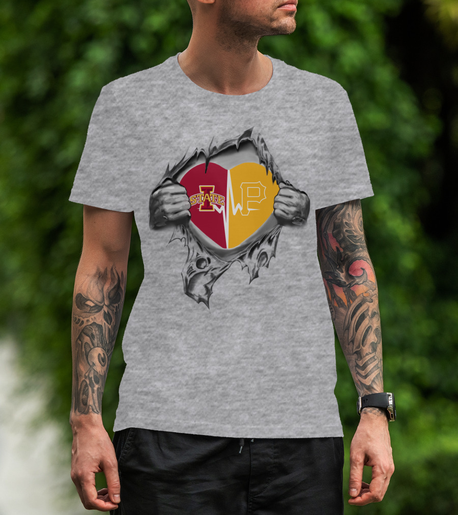Iowa State Pittsburgh Pirates Heartbeat Split T-Shirt