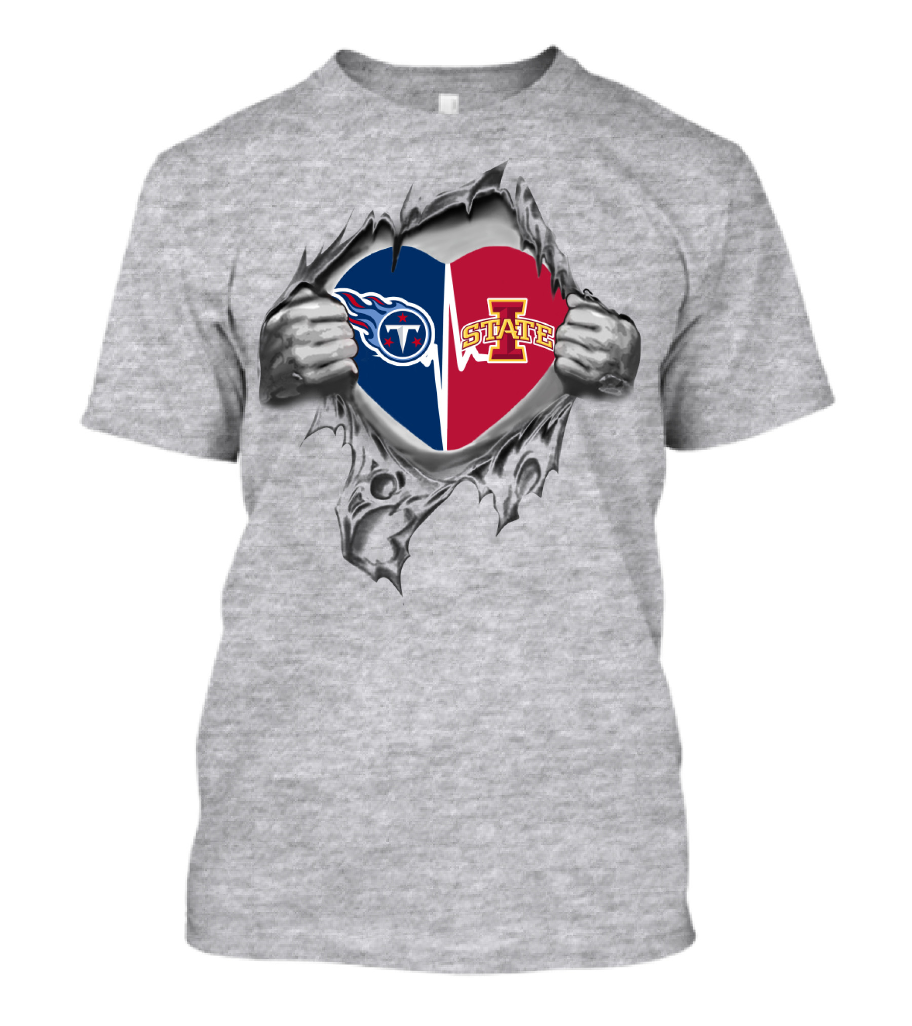 Iowa State Tennessee Titans Heart Tear T-Shirt
