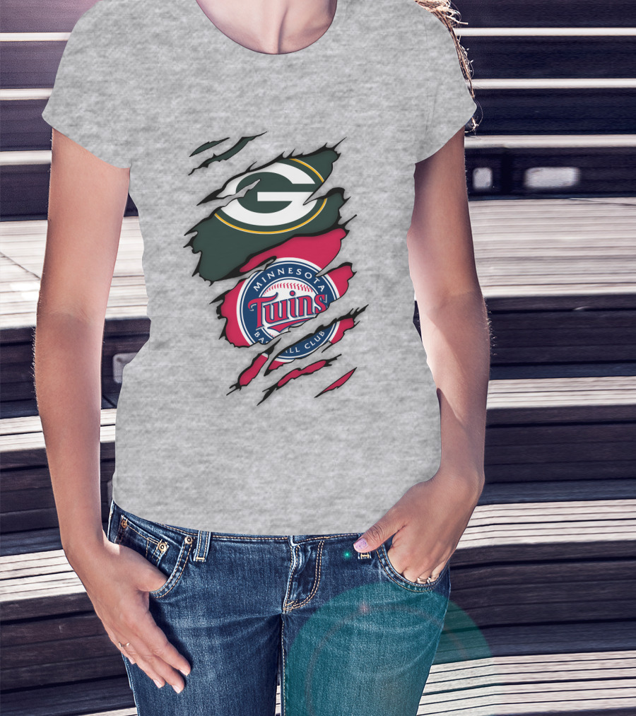 Minnesota Twins Baseball Club Green Bay Packers T-Shirt