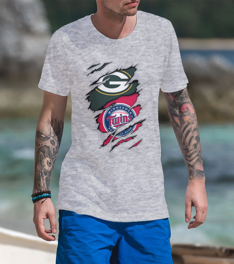 Minnesota Twins Baseball Club Green Bay Packers T-Shirt