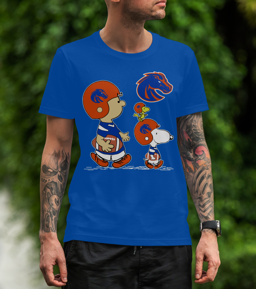 Boise State Broncos Football Characters With Helmets And Mascot T-Shirt