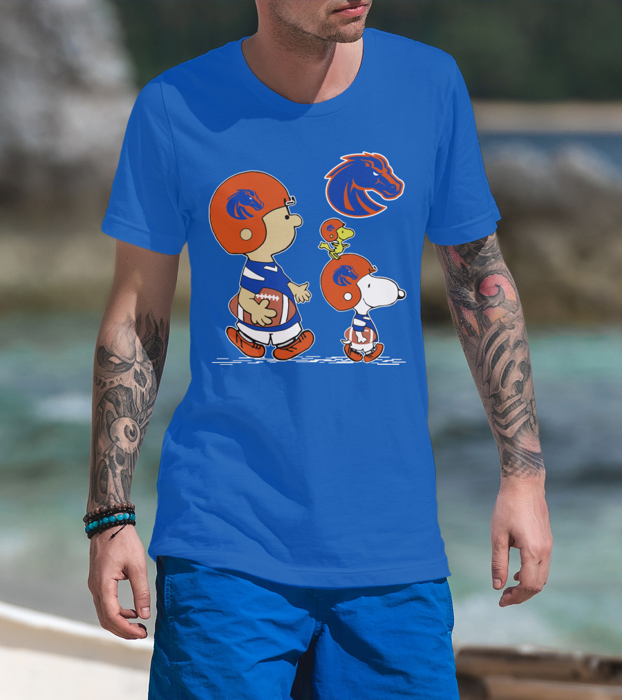 Boise State Broncos Football Characters With Helmets And Mascot T-Shirt