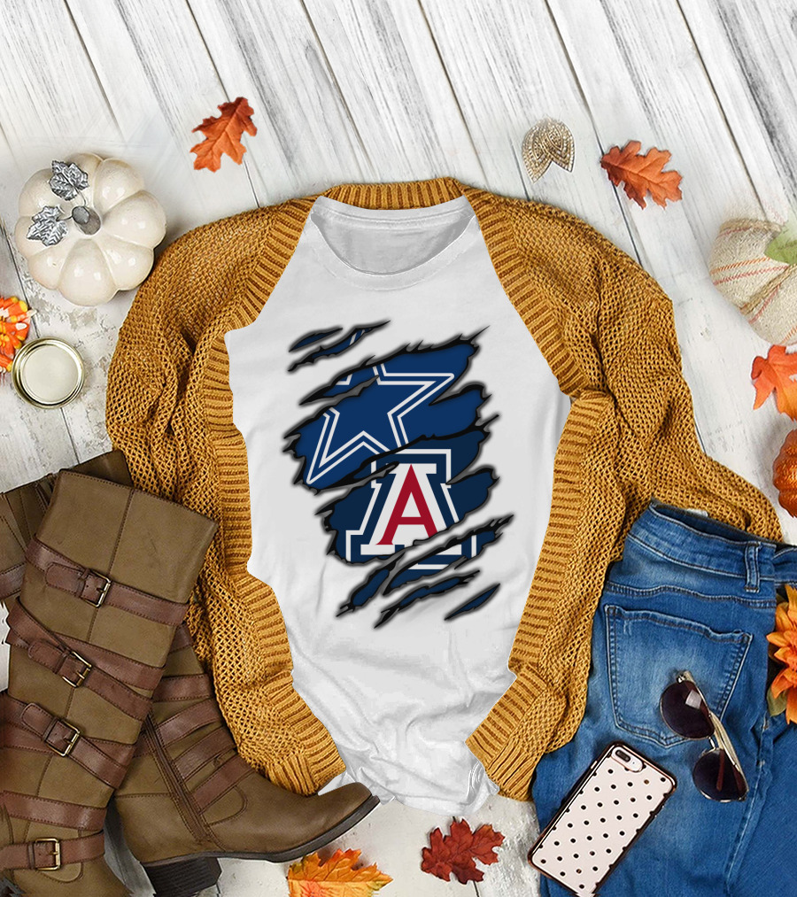 Dallas Cowboys Arizona Wildcats Torn Ripped Claw T-Shirt