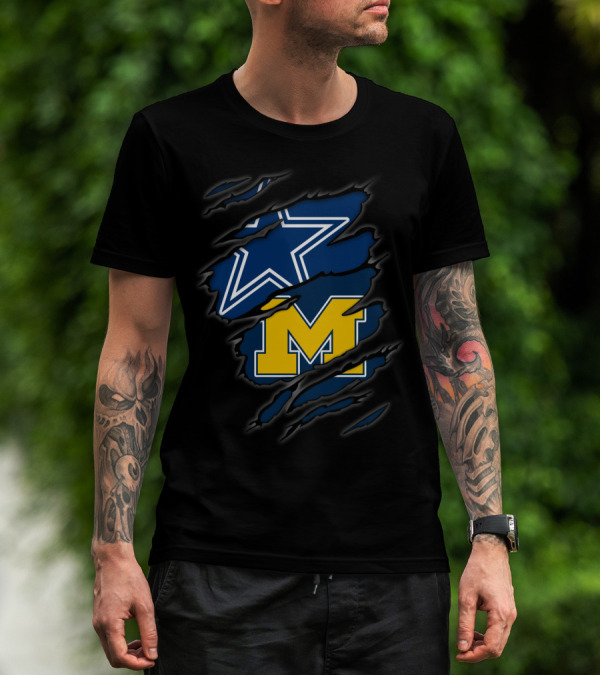 Cowboys Star Meets Michigan Wolverines Block M T-Shirt