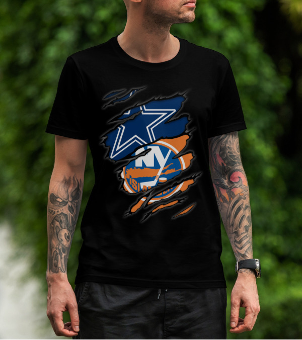 Dallas Cowboys New York Islanders Logo Mashup T-Shirt