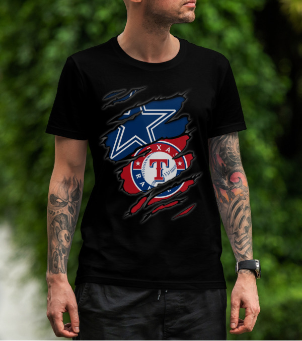 Dallas Cowboys And Texas Rangers Logos Fusion T-Shirt