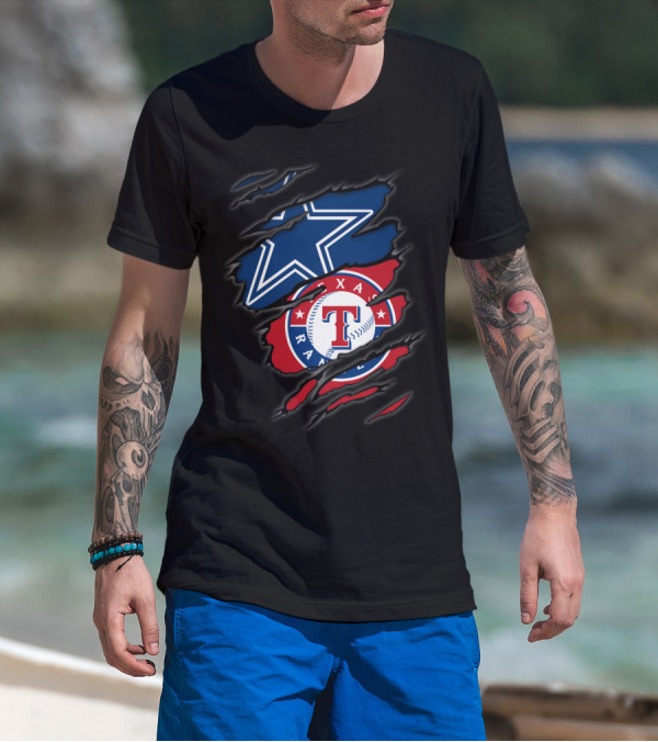 Dallas Cowboys And Texas Rangers Logos Fusion T-Shirt
